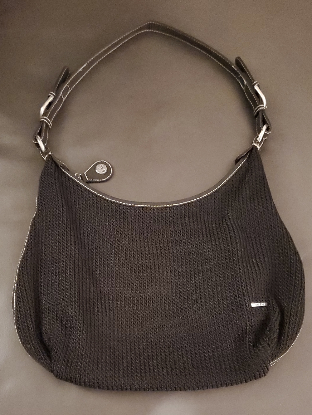 The Sak Black Woven Knit Shoulder Bag Purse New Boho Hobo Bag